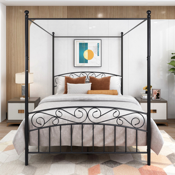 Metal Canopy Bed Frame Vintage Style, Vintage Style King Size Bed Frame