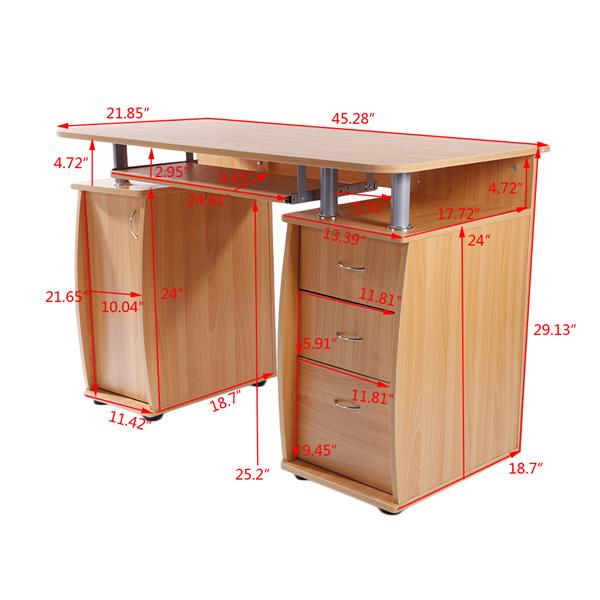 【FCH】一门三抽电脑桌-榉木色（本产品将拆分成两个包裹）-9