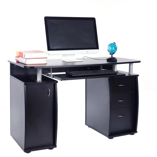 【FCH】一门三抽电脑桌-黑色（本产品将拆分成两个包裹）-7