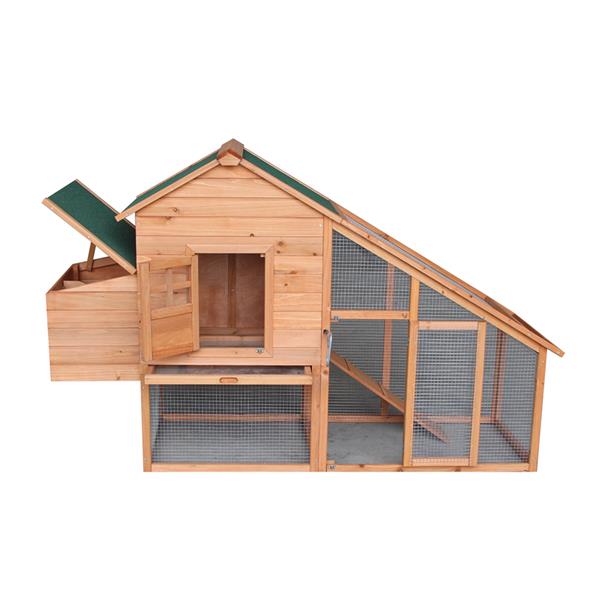 WCH-1900XG 75"防水屋顶双层三角木质鸡笼兔子宠物屋带装蛋箱 托盘和跑笼（本产品将分为两个包裹发货）-6