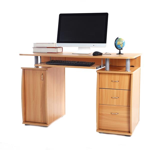 【FCH】一门三抽电脑桌-榉木色（本产品将拆分成两个包裹）-3