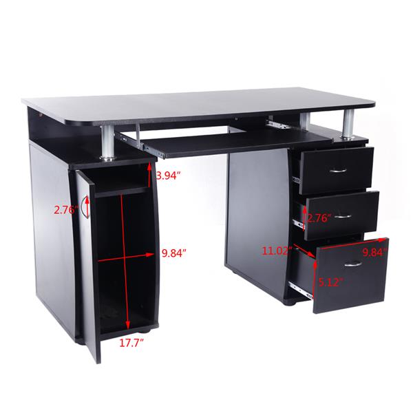 【FCH】一门三抽电脑桌-黑色（本产品将拆分成两个包裹）-9