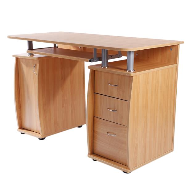 【FCH】一门三抽电脑桌-榉木色（本产品将拆分成两个包裹）-4