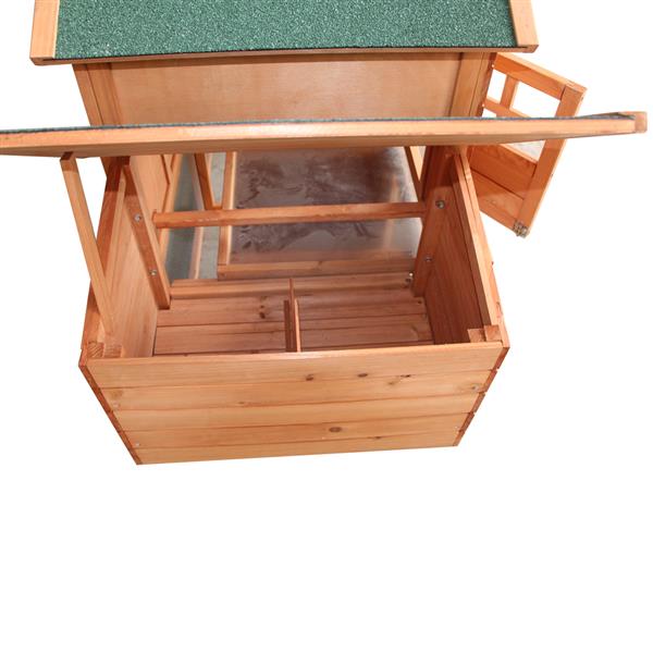 WCH-1900XG 75"防水屋顶双层三角木质鸡笼兔子宠物屋带装蛋箱 托盘和跑笼（本产品将分为两个包裹发货）-10