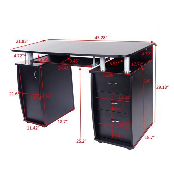 【FCH】一门三抽电脑桌-黑色（本产品将拆分成两个包裹）-11