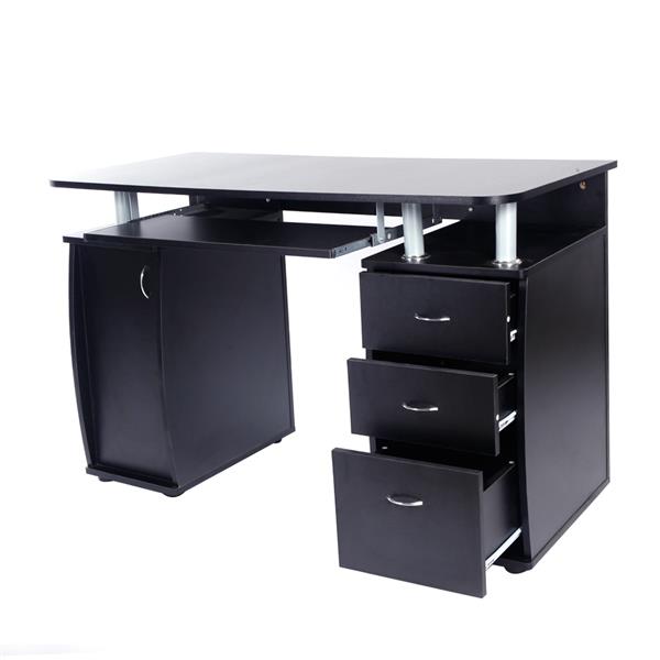 【FCH】一门三抽电脑桌-黑色（本产品将拆分成两个包裹）-5