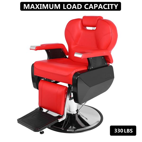 【HZ】HZ8702A经典理发大椅 红色（本产品将拆分成沙发和铁件两个包裹）-5