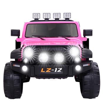  LZ-12 吉普双驱550*2  电瓶12V7AH*1  带遥控 充电器带灯  粉色