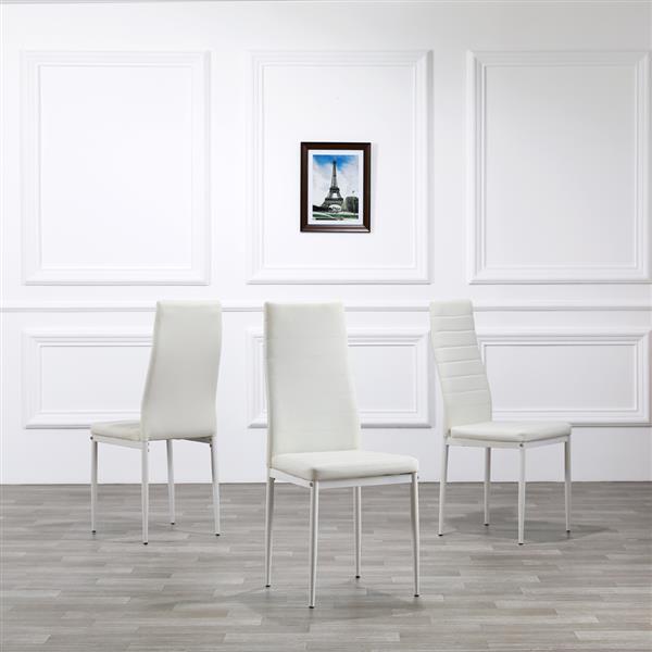 DA154不锈钢圆管桌腿透明桌面餐桌 白色横线椅 套装（本产品将拆分成两个包裹）-13