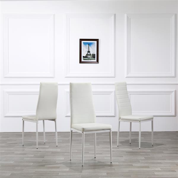 DA154不锈钢圆管桌腿透明桌面餐桌 白色横线椅 套装（本产品将拆分成两个包裹）-18