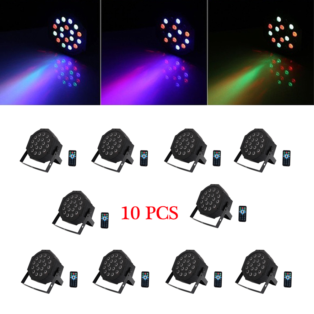 24W 18-RGB LED Auto / Voice Control DMX512 High Brightness Mini Stage Lamp (AC 100-240V) Black *10