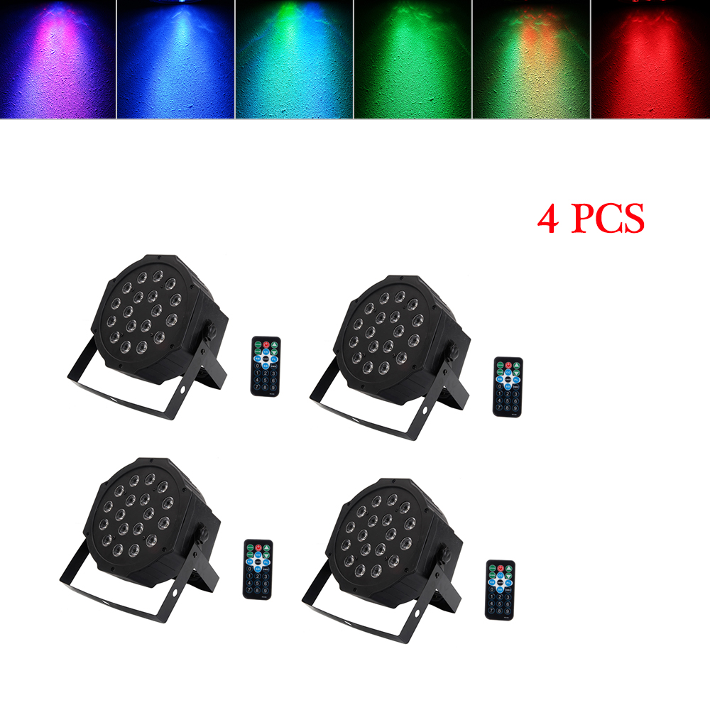 24W 18-RGB LED Auto / Voice Control DMX512 High Brightness Mini Stage Lamp (AC 100-240V) Black *4