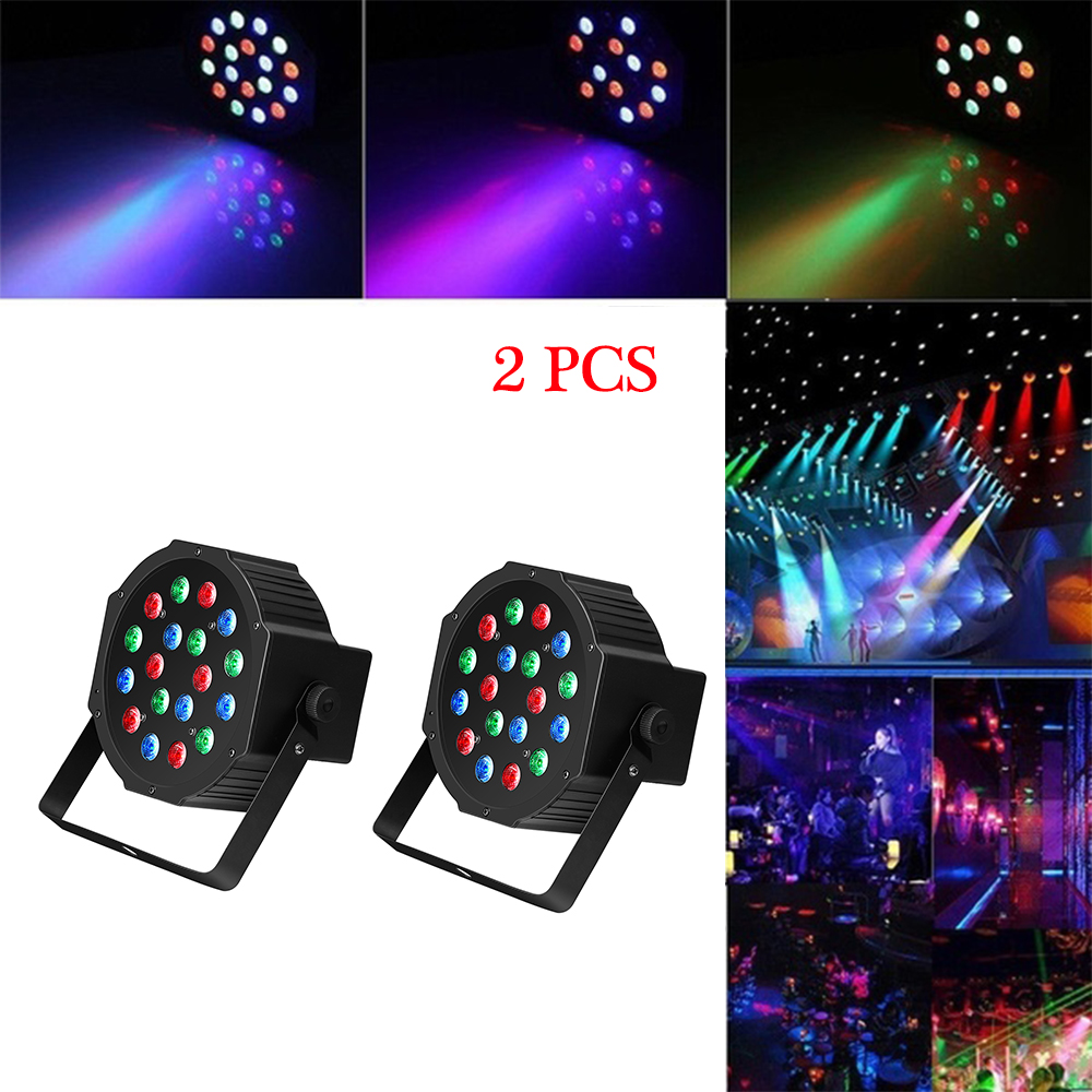 30W 18-RGB LED Auto / Voice Control DMX512 High Brightness Mini Stage Lamp (AC 110-240V) Black *2