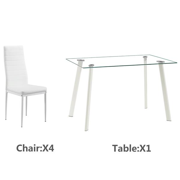 DA154不锈钢圆管桌腿透明桌面餐桌 白色横线椅 套装（本产品将拆分成两个包裹）-8