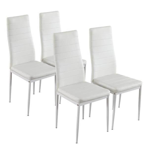 DA154不锈钢圆管桌腿透明桌面餐桌 白色横线椅 套装（本产品将拆分成两个包裹）-9