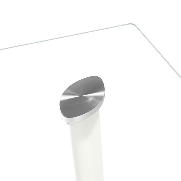 DA154不锈钢圆管桌腿透明桌面餐桌 白色横线椅 套装（本产品将拆分成两个包裹）-2