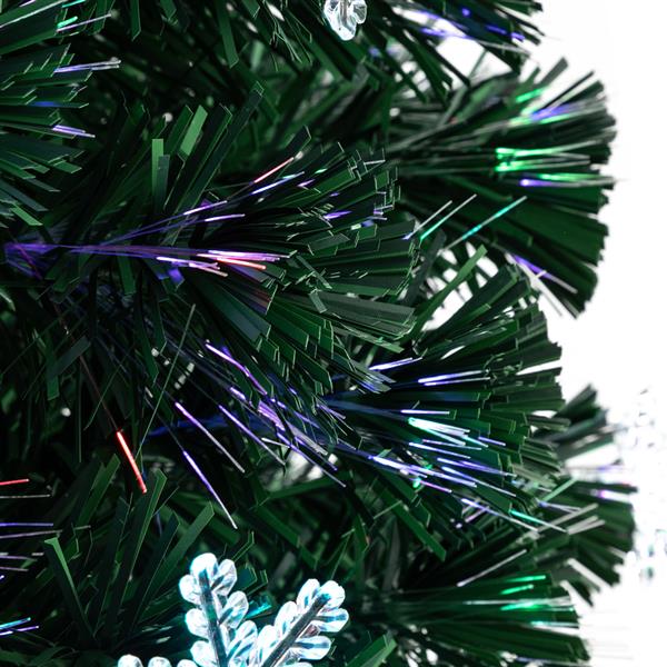 绿色 7ft 58个自动变色七彩灯 58个亚克力雪花 290枝头带光纤 PVC材质 圣诞树 美规 N001-7