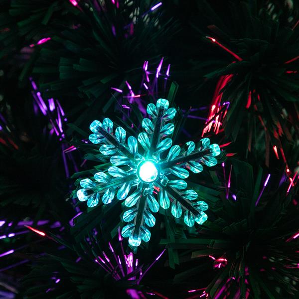 绿色 7ft 58个自动变色七彩灯 58个亚克力雪花 290枝头带光纤 PVC材质 圣诞树 美规 N001-18