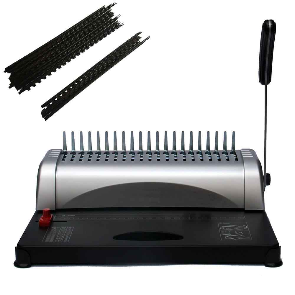 21-Hole 450 Sheets Paper Comb Punch Binder Binding Machine Scrapbook with 200 Combs