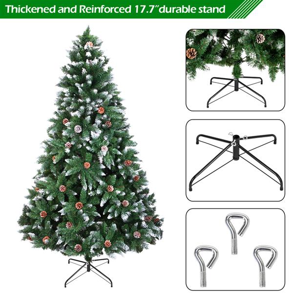 绿色喷白 6ft 920枝头 52松果 PVC材质 圣诞树 N001 美国-27