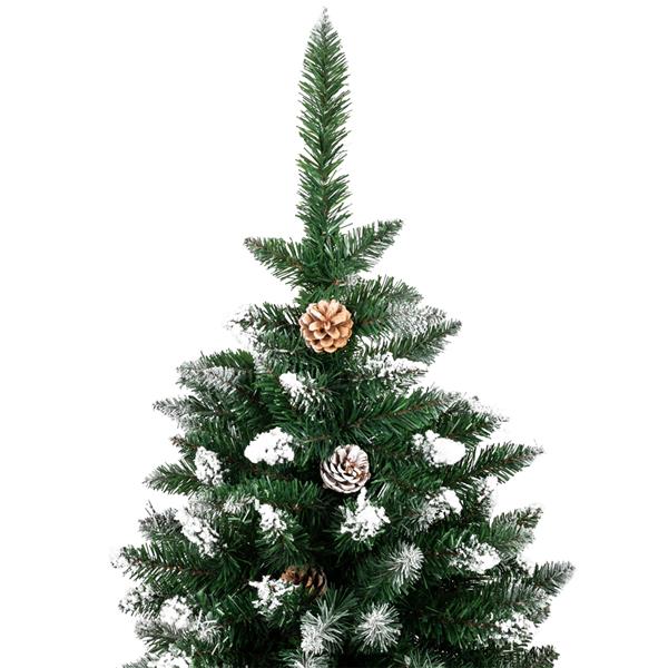 绿色喷白 6ft 920枝头 52松果 PVC材质 圣诞树 N001 美国-11