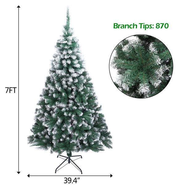 绿色尖头喷白 7ft 870枝头 PVC材质 圣诞树 N101 美国-18