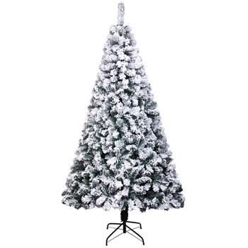 植绒 750枝头 喷白 6ft 圣诞树 N101 美规 PVC树枝铁支架 自动树结构 美国