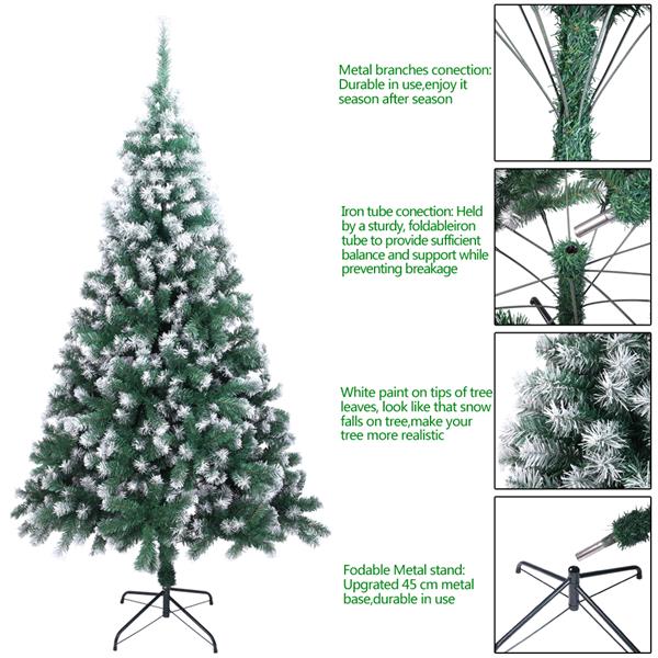绿色尖头喷白 7ft 870枝头 PVC材质 圣诞树 N101 美国-5