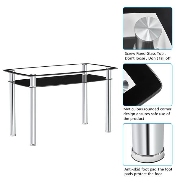 双层玻璃餐桌120*70*75cm ( 餐桌拆开2个包裹发出 可搭配椅子编码18410366 /54248023）-6