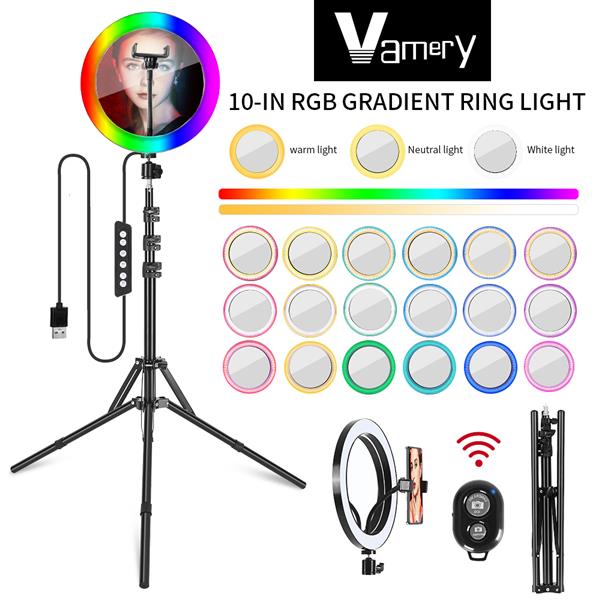 【UK】Vamery 10寸RGB带美妆镜加三脚架套装-1