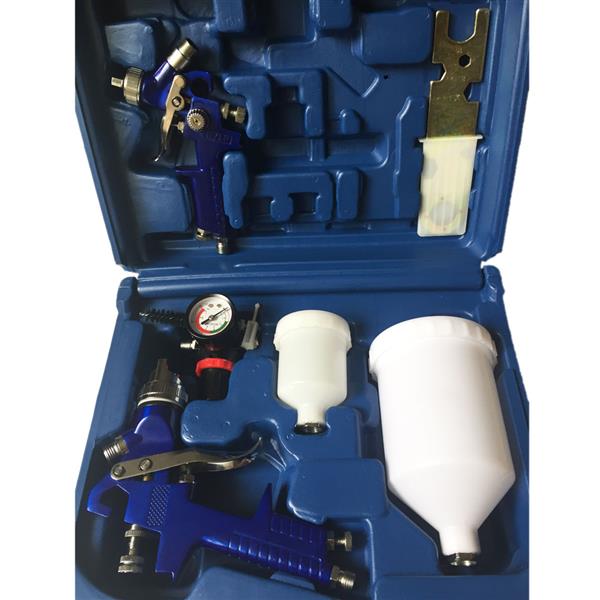 0.8mm/1.4mm HVLP重力式喷漆枪带气压调节表 (2只装) 蓝色 H827P H2000PKIT-47