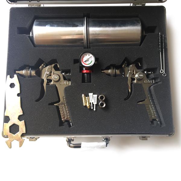 1.3mm/1.8mm  1L HVLP重力式 喷漆枪带气压调节表 (2只装) 银色 3PCSHVLPKIT-11