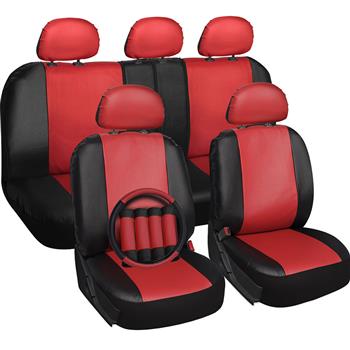 汽车坐垫16件套 四季通用型5座汽车椅套座套 红黑-107