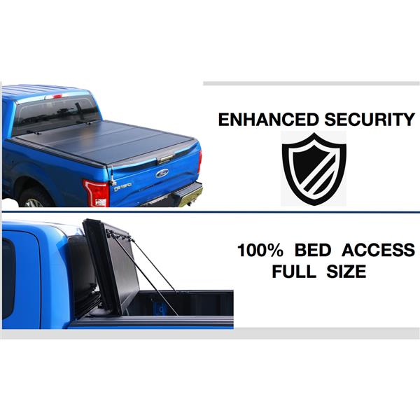 皮卡内嵌硬三折盖板For  Flip Hard Folding Truck Bed Tonneau Cover Fits 2019+ DodgeRam 5'7"-3