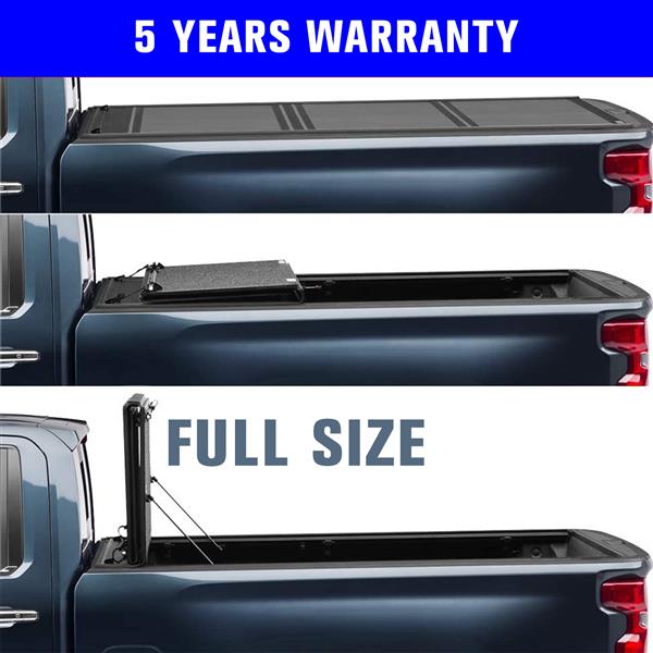 皮卡内嵌硬三折盖板For  Flip Hard Folding Truck Bed Tonneau Cover Fits 2019+ DodgeRam 5'7"-11