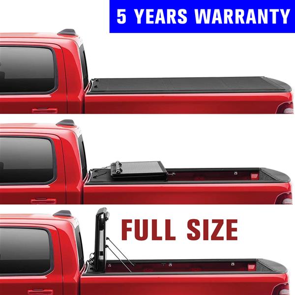 皮卡内嵌硬三折盖板For  Flip Hard Folding Truck Bed Tonneau Cover Fits 2019+ DodgeRam 5'7"-12