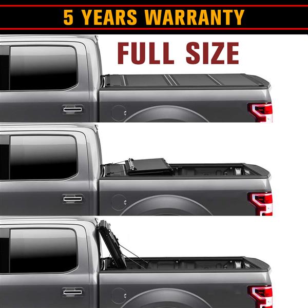 皮卡内嵌硬三折盖板For  Flip Hard Folding Truck Bed Tonneau Cover Fits 2019+ DodgeRam 5'7"-10