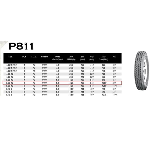 WD 5.30-12 6PR P811 单只装 轮胎 MP-5