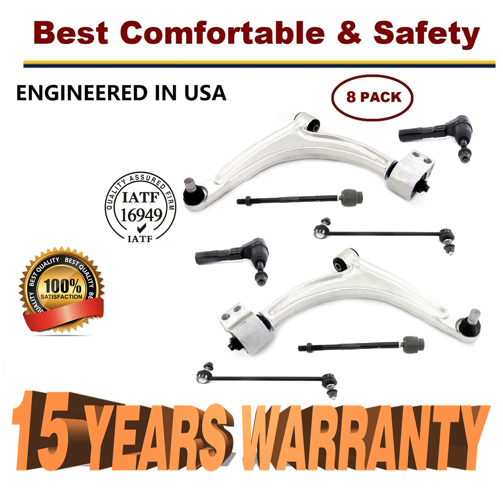 Chevy Malibu Pontiac G6 Aura Lower Control Arm Ball joint Tierod sway bar link - 15 YR WARRANTY