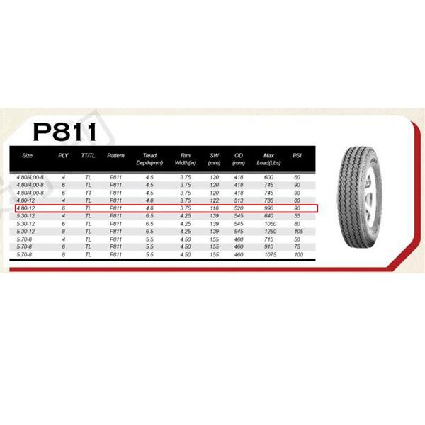 WD 4.8-12-6PR-5LUG P811 * 1 White RIM 车轮 MP-4