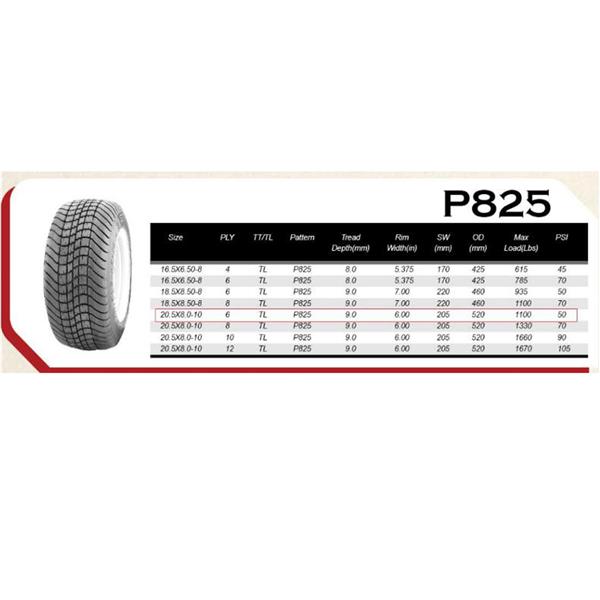 WD 20.5x8.0-10-5LUG 6PR P825 * 1 Silver RIM 车轮 MP-2