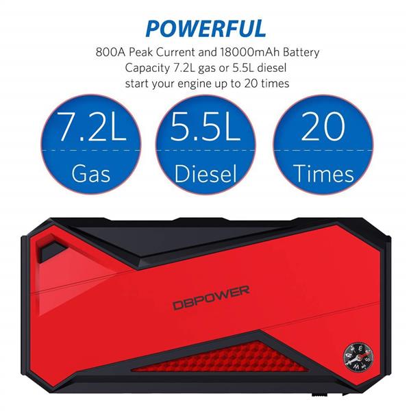 DBPOWER DJS50 800A 18000 毫安汽车应急电源 （红黑） US 内置锂电池（该产品在亚马逊平台存在侵权风险）-17