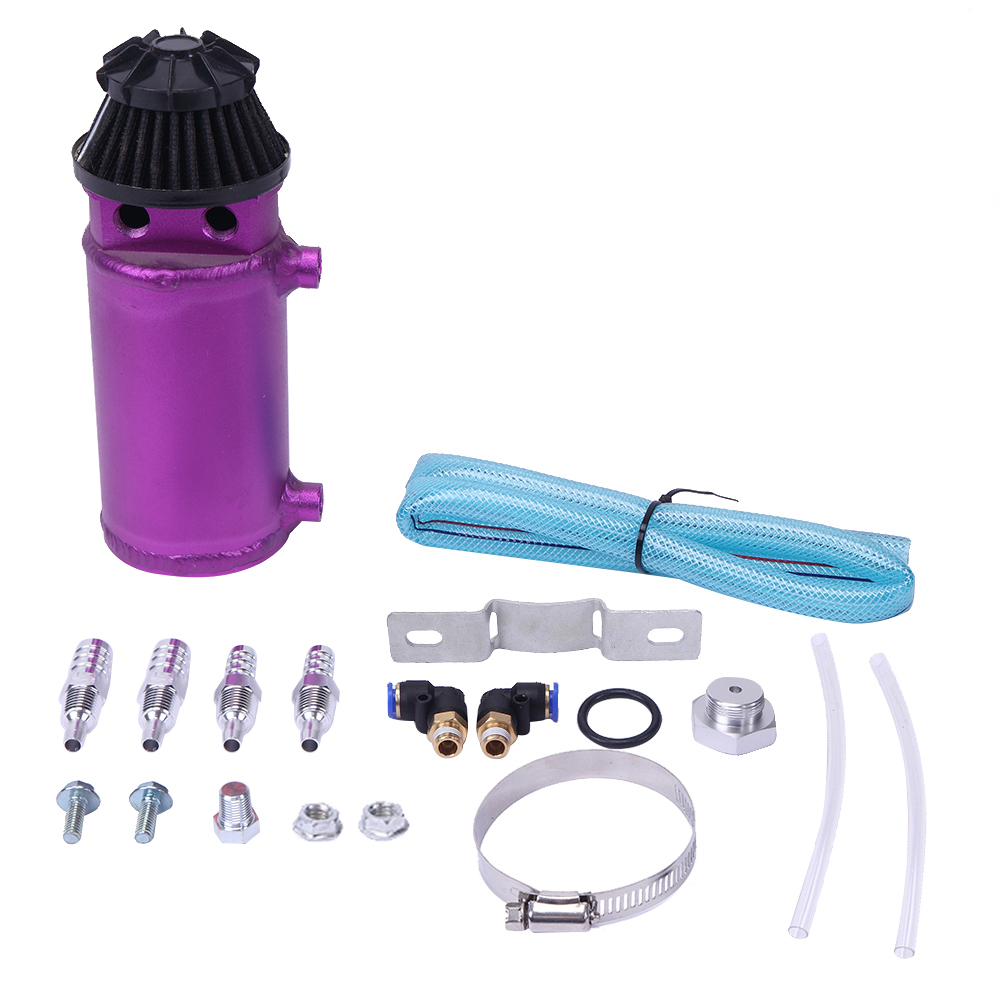 140mL Round Oil Catch Tank Double hole Oil Catch Tank with Air Filter Purple