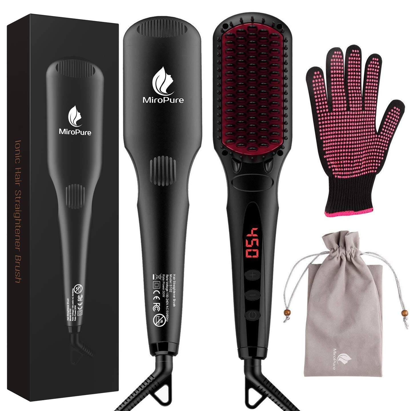 Miropure™ 2-in-1 Ionic Enhanced Hair Straightener Brush (The product has a risk of infringement on the Amazon platform)