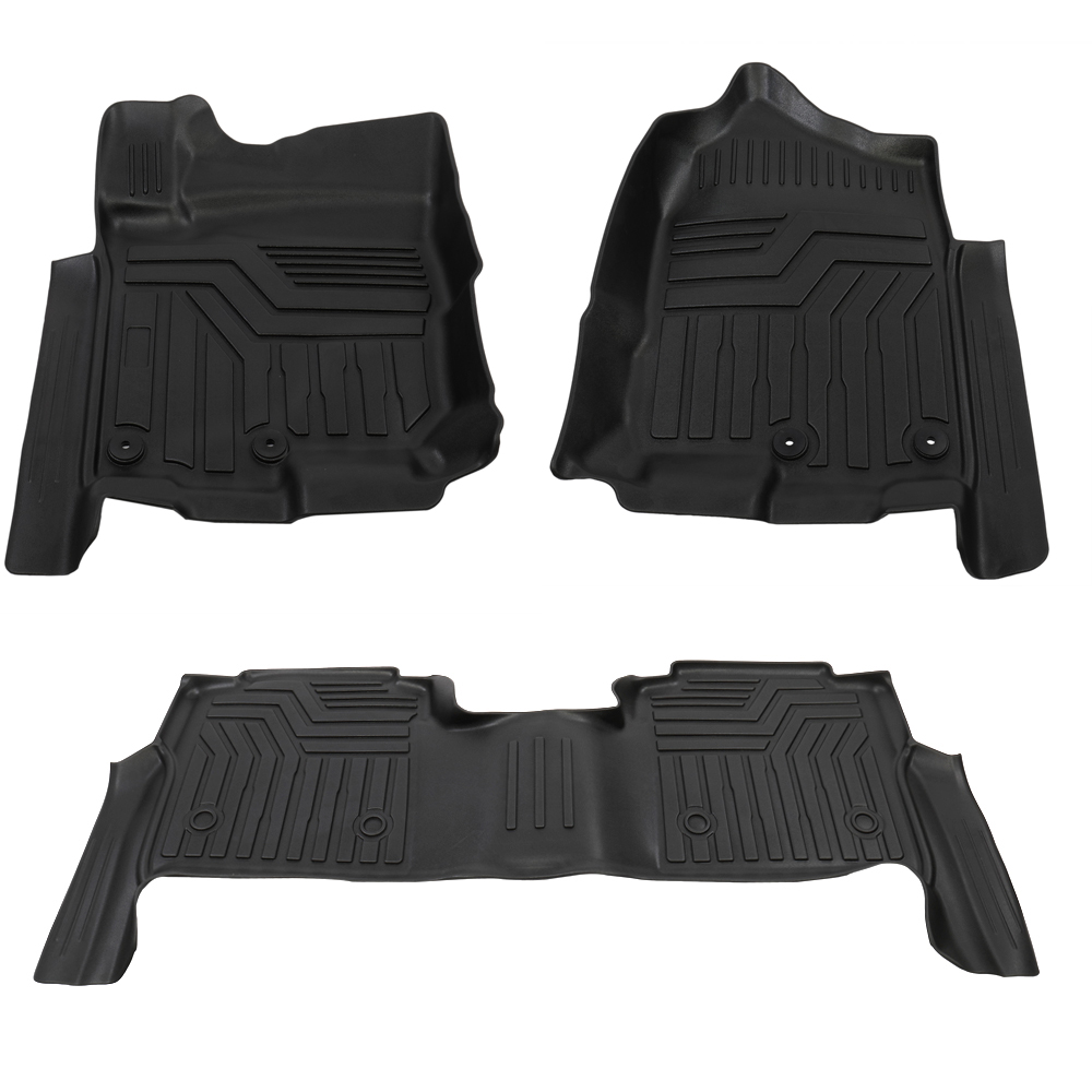 Floor Mats Liner 2 Row Set for Nissan Titan Crew Cab (Black)