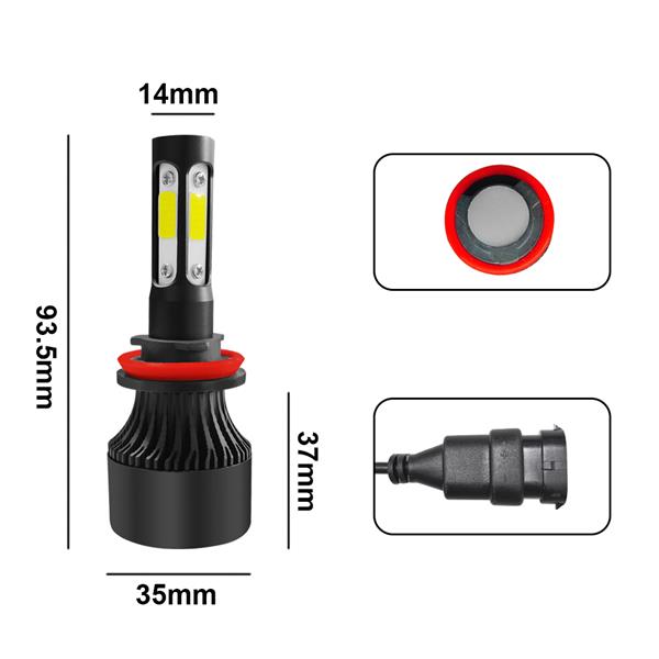 GZQP-LED大灯黑色四面-2pcs LED Fog Light Headlight Bulb H8/9/11 4Side For 2015 Subaru XV Crosstrek-7