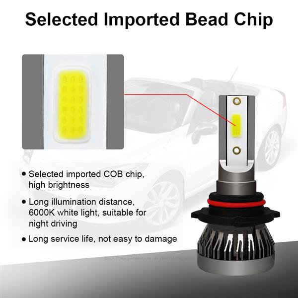 GZQP-LED枪色头灯-2PCS 9005 Headlight LED Coversion Bulb Kit High Beam 97500LM 650W White 6000K-3