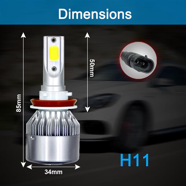 GZQP-LED车灯-1 Pair H11 Headlight Coversion LED Bulb Kit Low Beam White for 2011 Kia Sorento-3