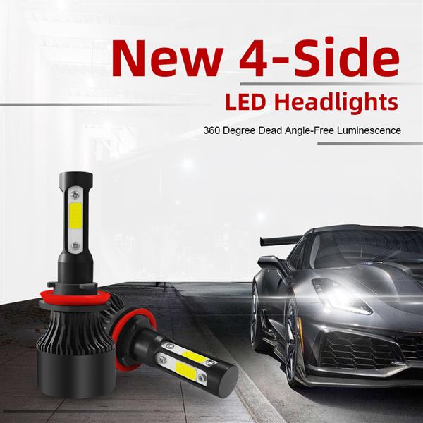 GZQP-LED大灯黑色四面-2pcs LED Fog Light Headlight Bulb H8/9/11 4Side For 2015 Subaru XV Crosstrek-13