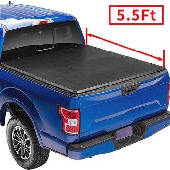皮卡软三折盖板For 2014-2019 Ford F150 Supercrew double cab  5.5‘ Bed \\nSoft Tri-fold Tonneau Cover